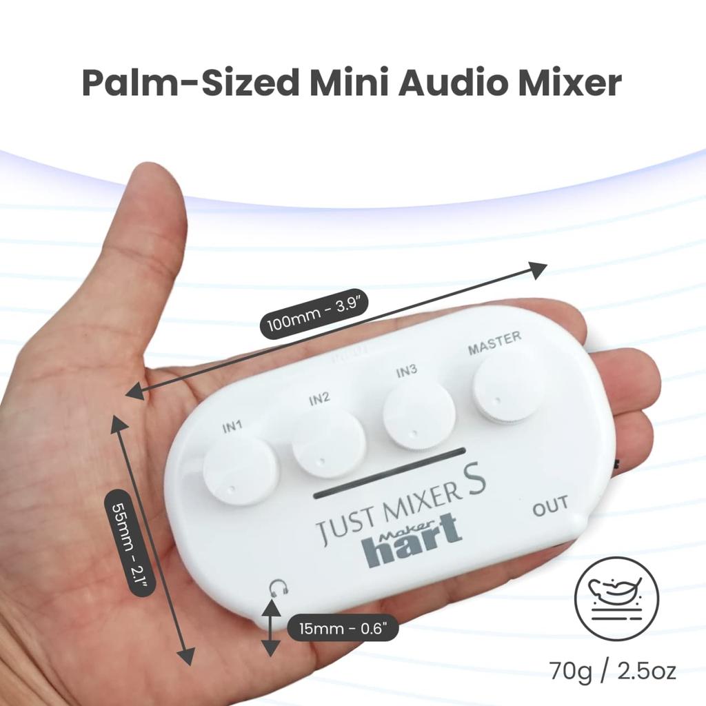 Maker Hart Just Mixer S Stereo 3-input2-output Ultra-compact Audio Mixerand USB Powered Audio Mixer