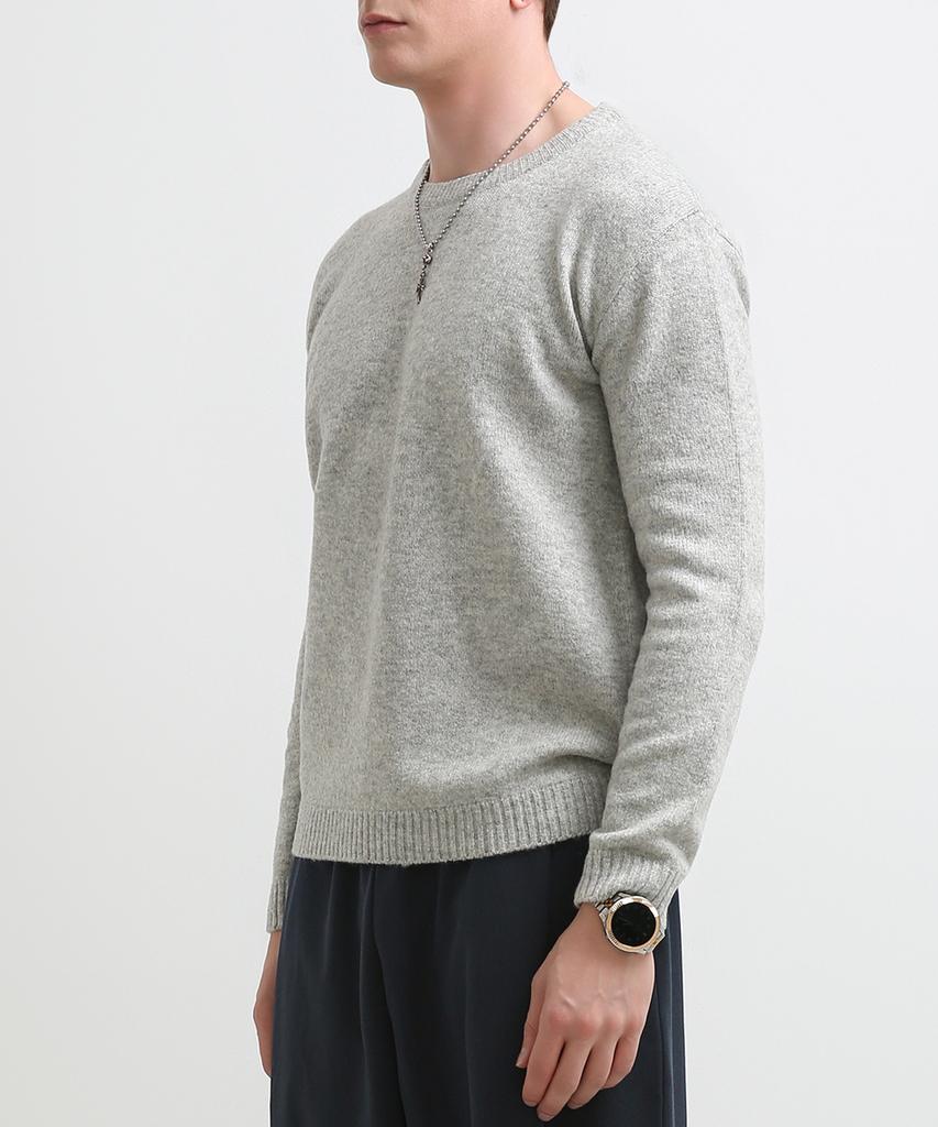 Seuteulaikeu Fine Blend Classic Crew Neck Knit (Light Grey)