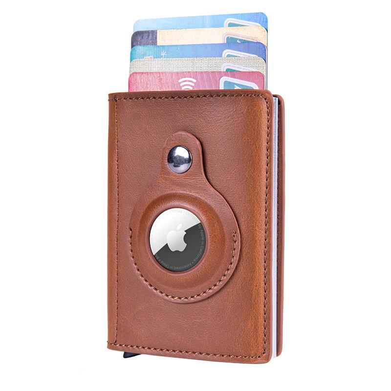 RFID Tracker AirTag Case: Carbon Fiber & Leather Money Clip Card Holder