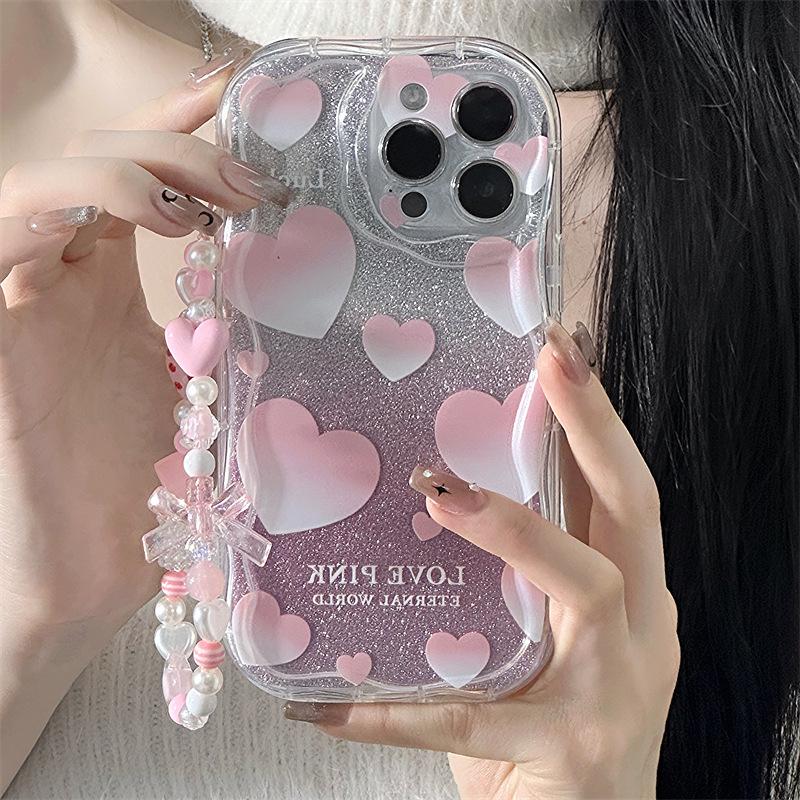 Husă pentru iPhone cu model crem pentru Apple 13 și 15 Pro cu brățară, design carton XS, stil INS, compatibilă cu generația 14 și 7-8.