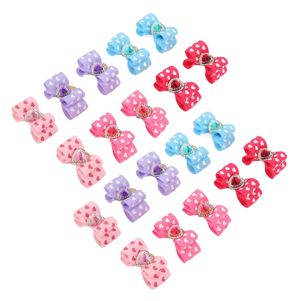 20Pcs Pet Bow Rubber Band Cute Charming Pet Bow Head Flower for Small Medium and Large Dogs