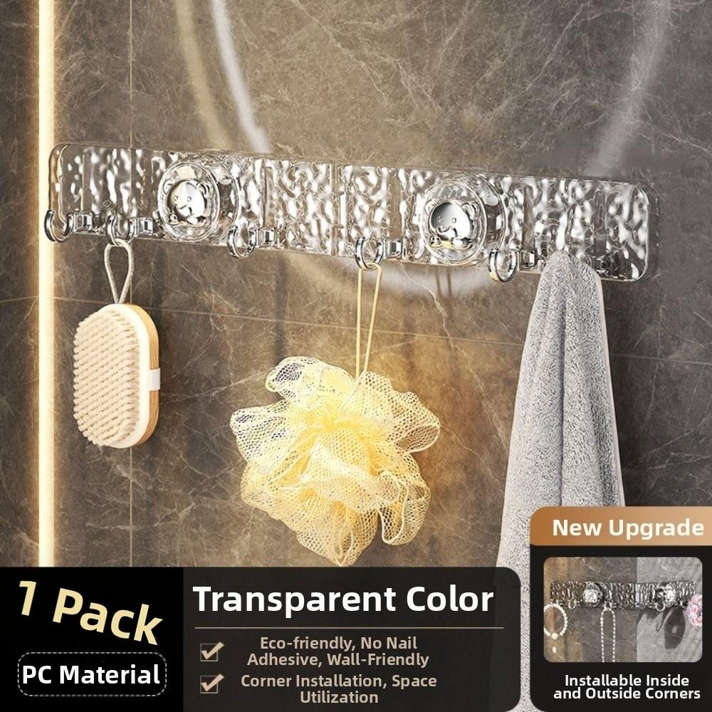 Detachable Wall Mounted Row Hook Punch-Free Door Back Clothes Hook  Utensils Storage