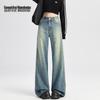 BEAUTIFUL WARDROBE Women's Retro Washed Wide Leg Jeans