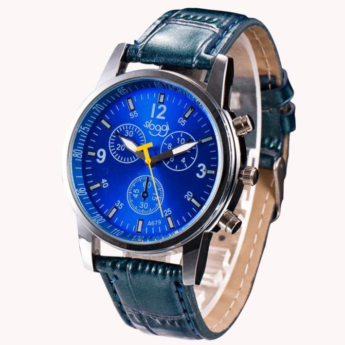 Stilig herreklokke analog herreklokke i skinn