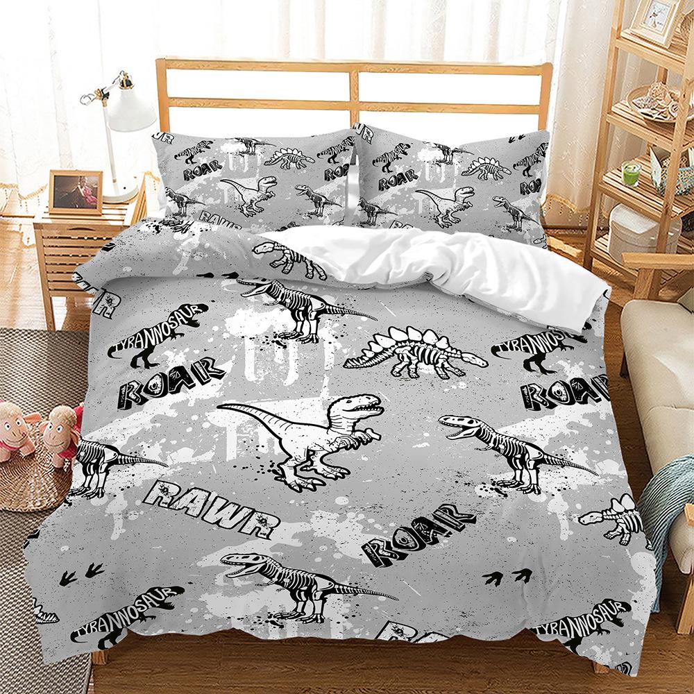 

3D комплект постельного белья с изображением мира динозавров, наволочка, комплект постельного белья, пододеяльник, полный размер, односпальная/двуспальная кровать, украшение для дома DE 135x200cm