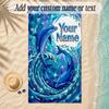Mermaid Theme Soft Beach Towel Personalized Custom Name Text Towel Portable for Beach Pool Travel