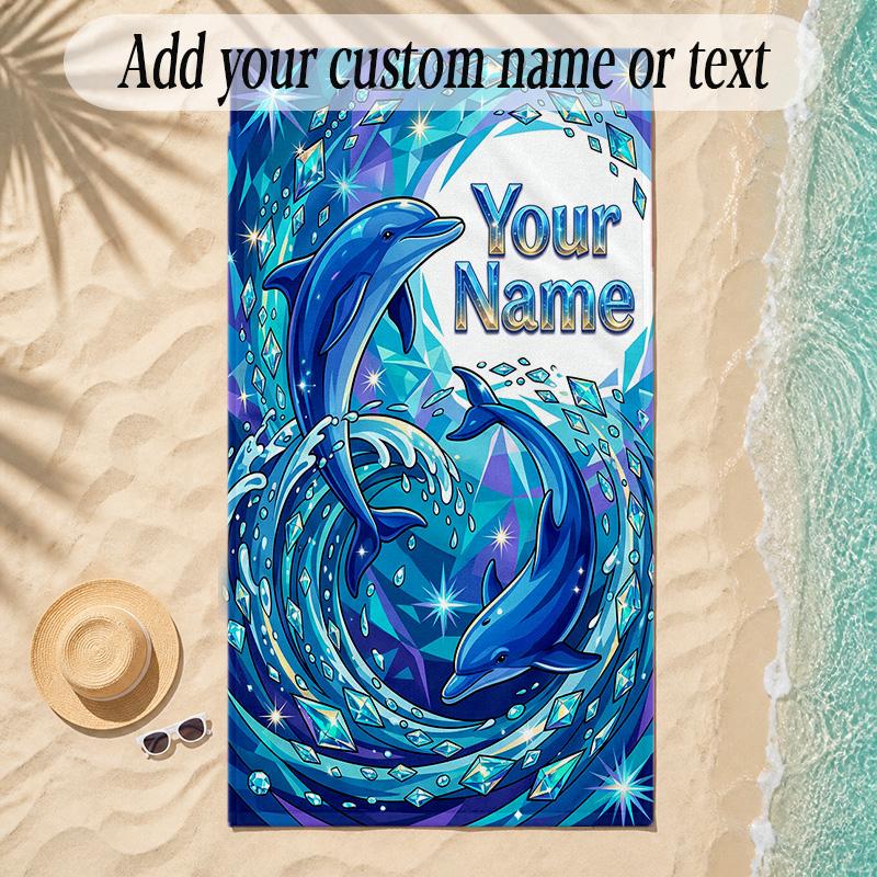 Mermaid Theme Soft Beach Towel Personalized Custom Name Text Towel Portable for Beach Pool Travel