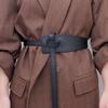 Korean Style Simple Women Faux Leather Belt Irregular Shape Adjustable Knot Long Waistband Suit Coat Corset Belt Fashion Accessories