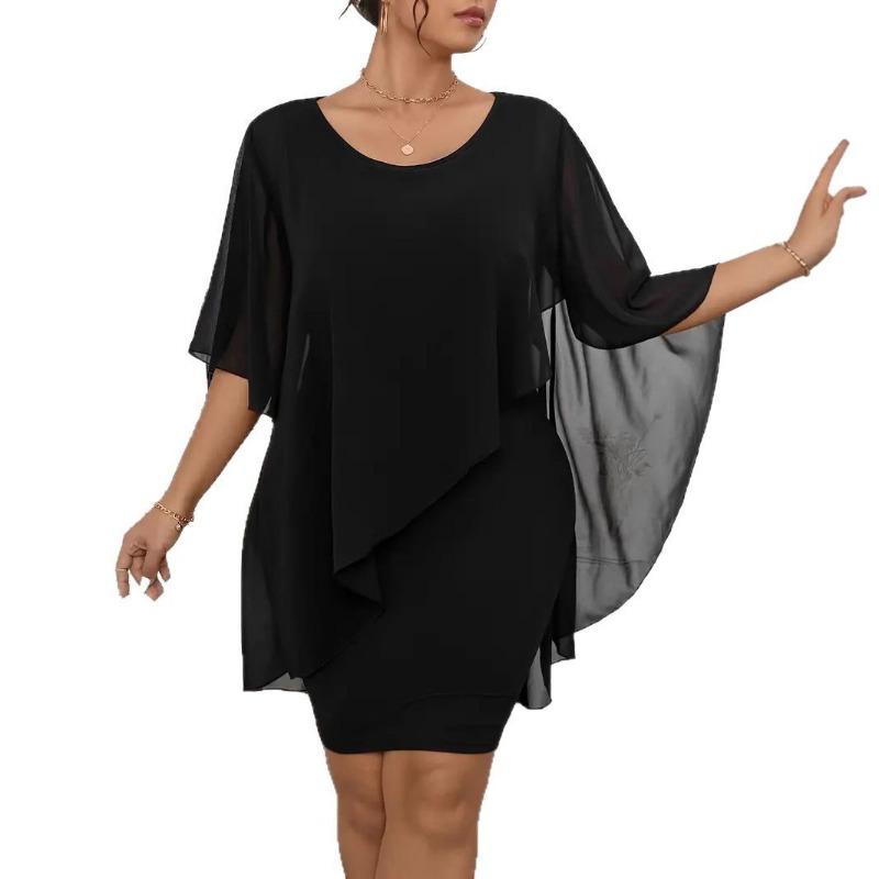 Women's Irregular Shawl Wrap Buttock Large Size Dress