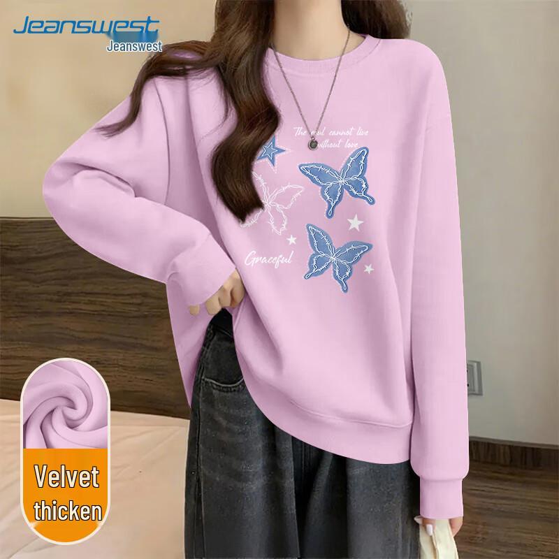 

JEANSWEST Women s Fleece Lined Round Neck Sweatshirt XL