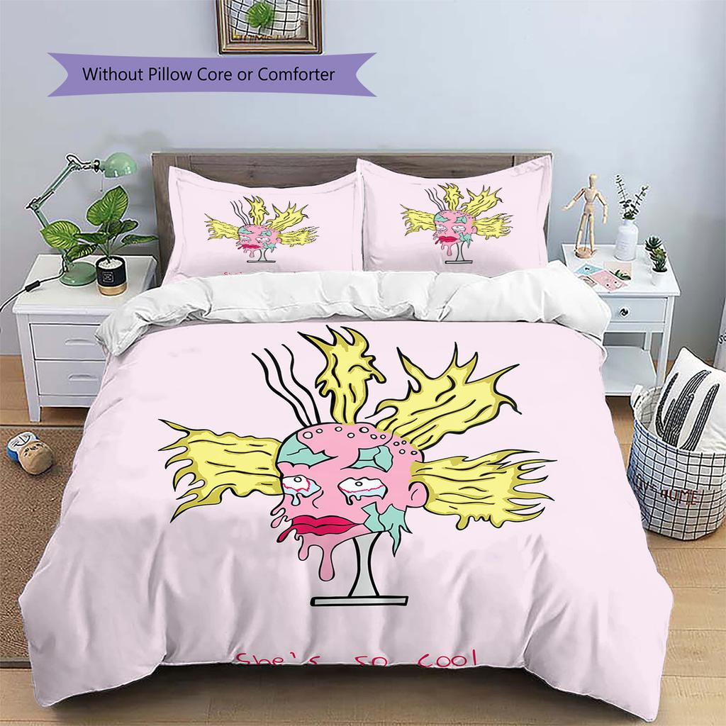 Rugrats  Pattern Bedding Quilt Set  Home Decoration  Gift (1 * Duvet Cover + 2 * Pillowcase  Without Core)