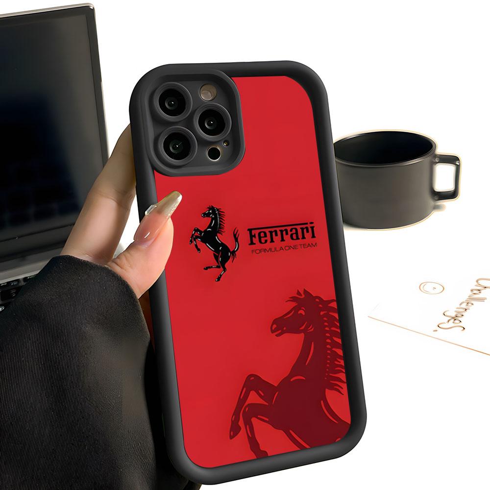 Luxury FerrariEs Sports Car Phone Case Simple Solid Color Frosted Silicone For IPhone 17 16 13 12 15 14 Promax Plus All Inclusi JG2