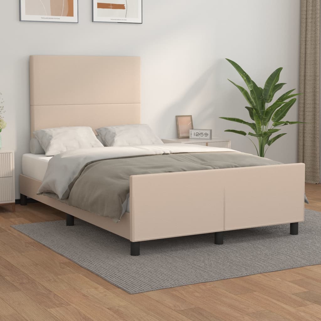 Bed Frame with Headboard Cappuccino Brown 120 x 200 cm Faux Leather