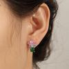 ZAKOL Cute Pink Square Zircon Stud Earrings for Elegant Women Cubic Zirconia Wedding Party Birthday Zircon