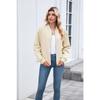 Women's Long-Sleeve Jacket Fall/Winter Solid Color Crew Neck Zipper Loose-Fit Long-Sleeve Sweatshirt Women's Baseball Jacket