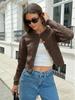 European, American Autumn and Winter Women's Elegant Solid Color Knitted Cardigan Women's Short Long-sleeved Metal Single-breasted Sweater Jacket