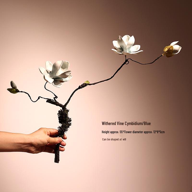 High-End Artificial Silk Magnolia Flower Arrangement - Classical, Elegant Dried Flower Set for Home Decor