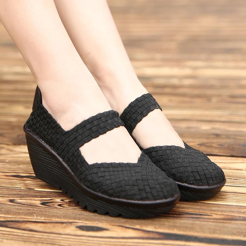 Fashion Women's Shoes Flat Platform Summer Woven Sneakers for Walking Femal Casual Loafers 5CM High Quality Tenis Women Zapatos De Mujer
