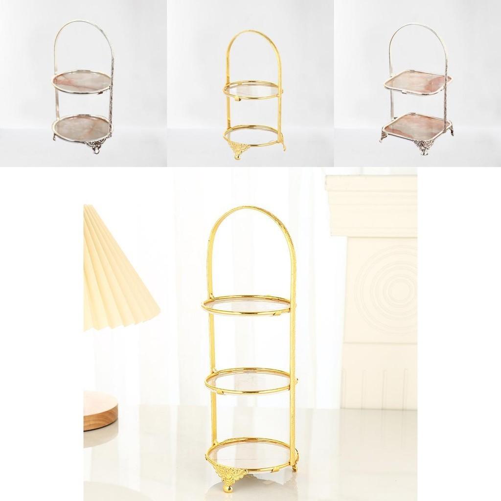 Multilayer Food Tray Organizer With Gold Finish For Home And Gift Use