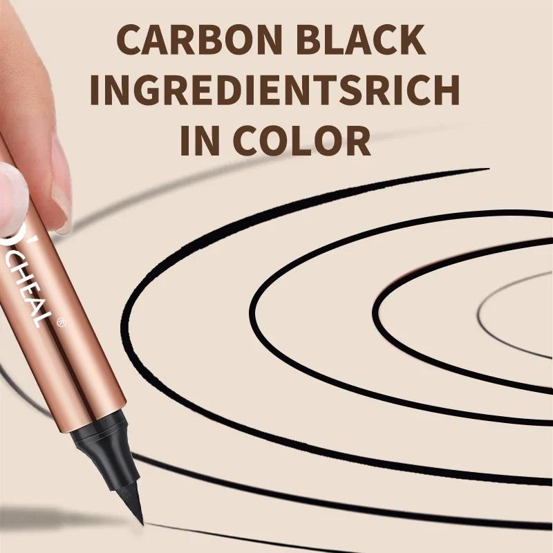 O'CHEAL Tampon Eyeliner Noir Crayon Eyeliner Liquide Waterproof Sèche Rapide Double Embout Crayon Eyeliner Maquillage pour Femmes Outil Cosmétique