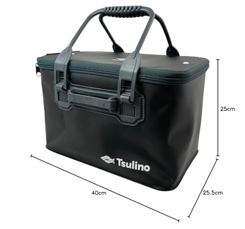 Tsulino Faltbarer Eimer mit Griff und Deckel, 40cm, Schwarz