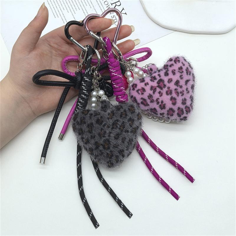 Yogodlns Heart Shape Leopard Mini Backpack Hanging Handbag Pendant Bag Pendant Bags Accessories