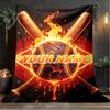 1PC Custom Name "Fiery Baseball Emblem" Outdooor Flannel Blankets Throw Blanket All-Season Throw Gift Bedspread for Couch, Bed, Camping Holiday Birthd