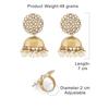 Antique Gold Tone Traditional Kundan Jhumki Earring & Ring Set For Women