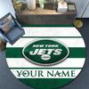 Custom Name New York Jets Round Area Rug,Carpet Rug for Living Room Bedroom Sofa Playroom Decor,Non-slip Floor Mat