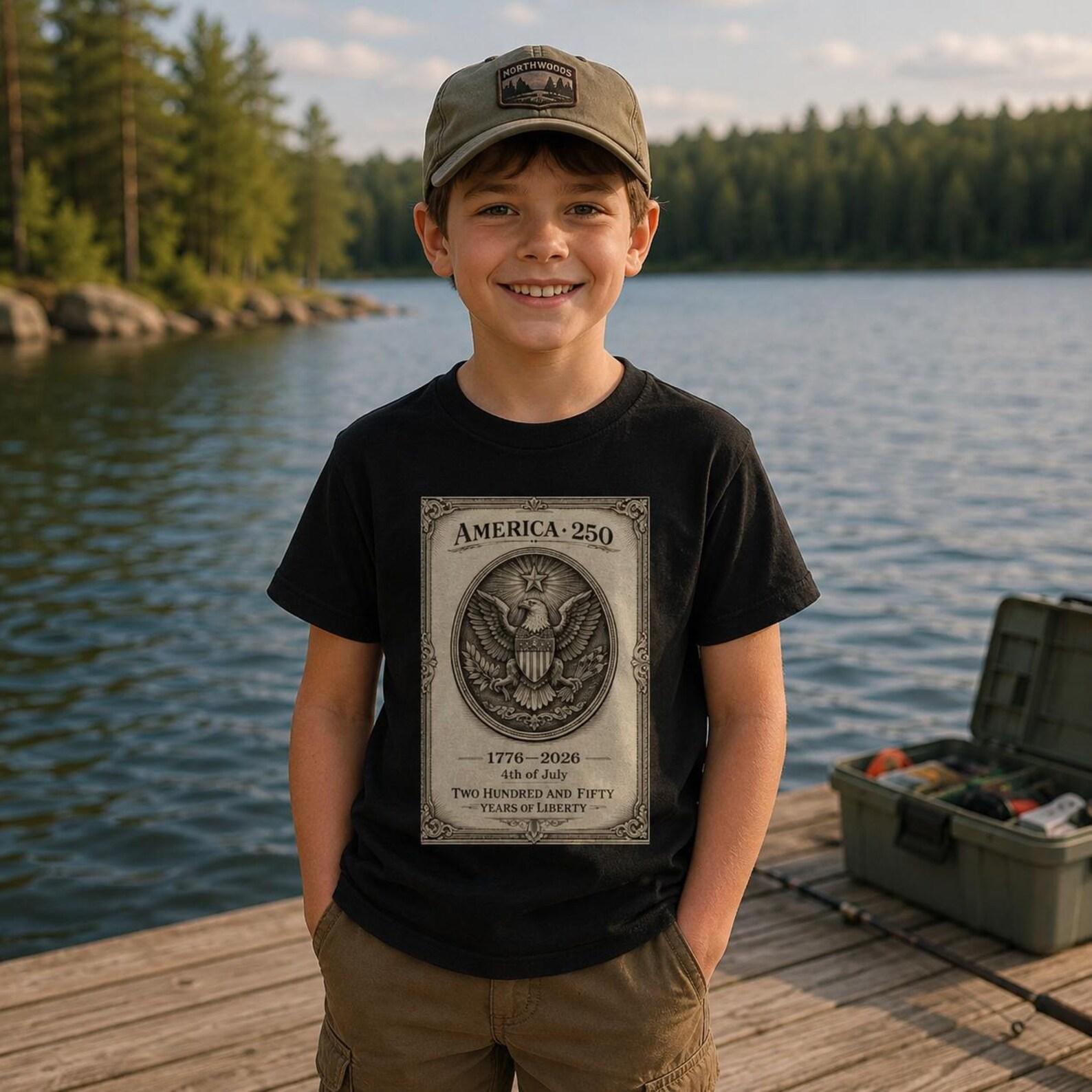 Kids American Centennial Eagle T-Shirt | Vintage Liberty Emblem 1776-2026 100