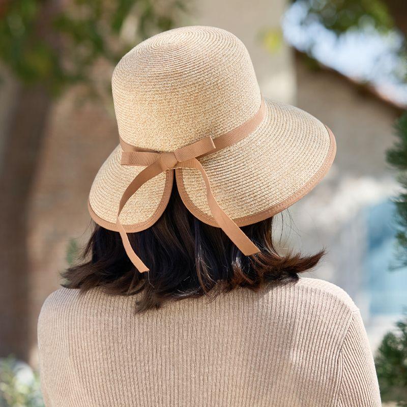 Summer New Hat Women's Sunshade Sunscreen Streamer Lafite Straw Hat Summer Travel