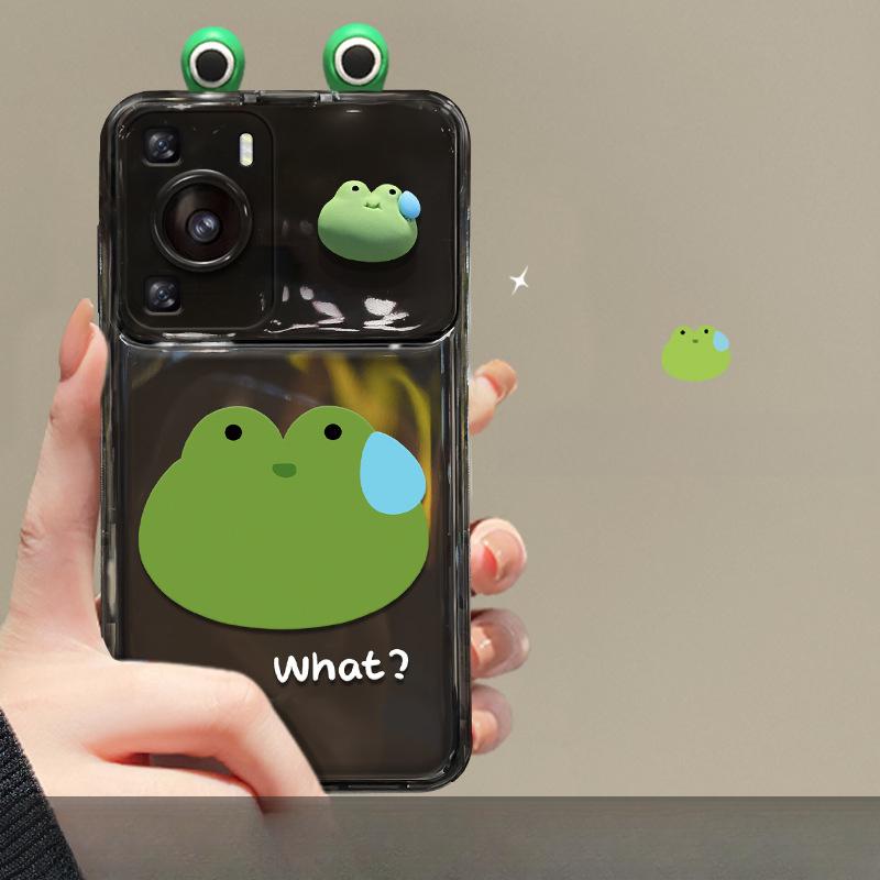 

Подходит для чехла для мобильного телефона Huawei Mate60pro P60/50 Подвеска в виде лягушки Nova7 Чехол-книжка Зеркало Glory 80 Honor X10