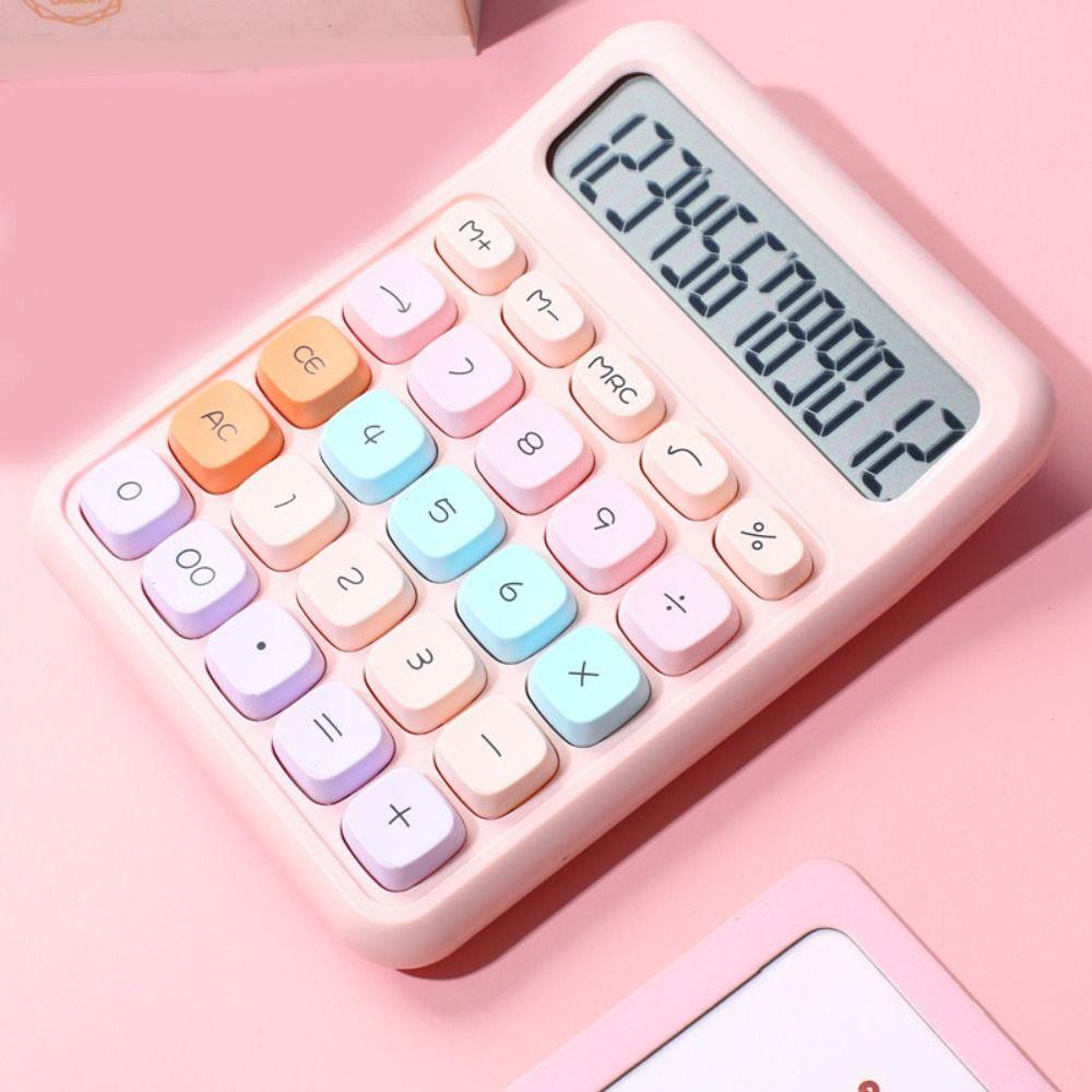 12-digit Electronic Calculator Candy Color Mini Keyboard Calculator Silicone Button Cartoon Math Calculators School Supplies