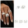 Inlaid Pearls Joint Rings Exaggerated Women Jewelry Fashion Wide Ring Set  Ladies