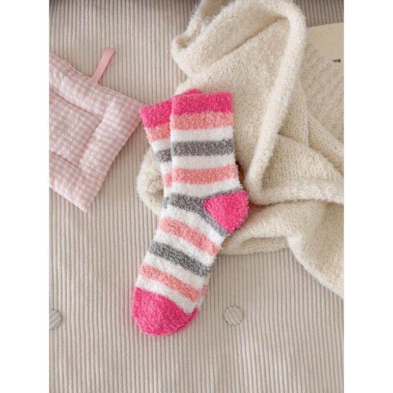 Coral fleece autumn and winter socks women's medium socks love floor socks sleep socks thickened warm medium tube socks