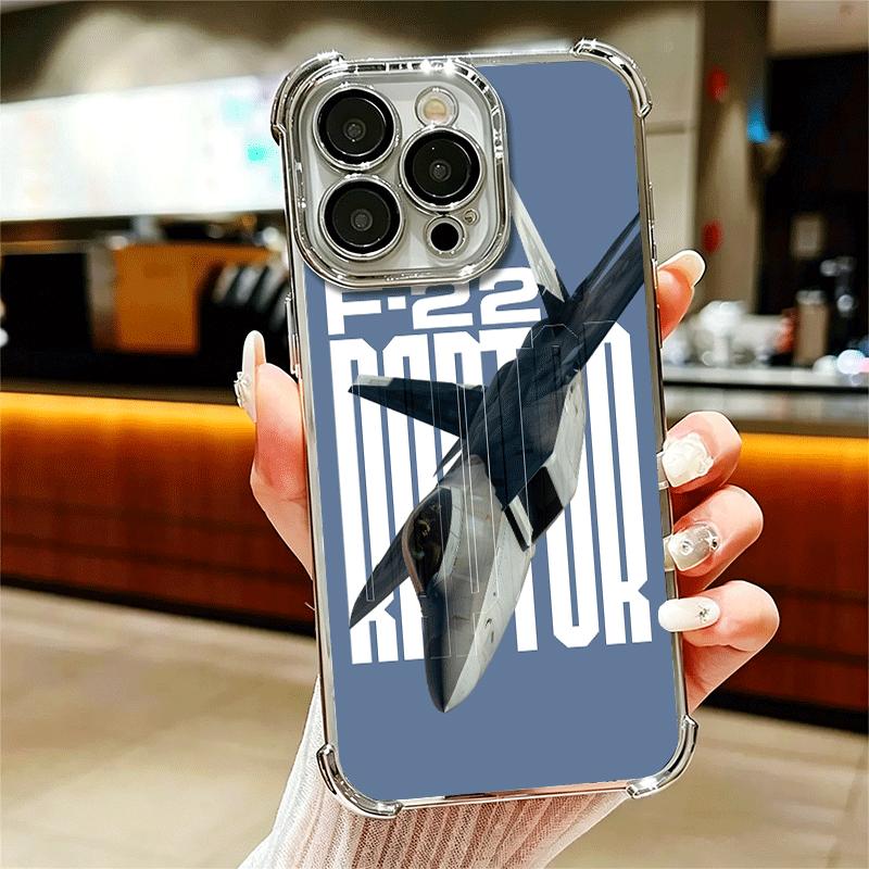 Fighter Plane F-22 Raptor Cool Soft Phone Case For iPhone 15 16 17 Air 14 Pro Max 16E Plus 13 12 Mini Plating Anti-Fall Fundas