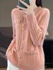 100% Wool Women's French Cable Knit Cardigan - Autumn/Winter Retro Short Aran Tweed Jacket