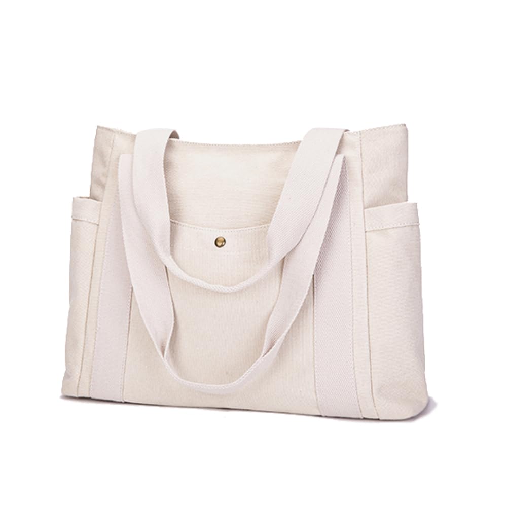 Yocipa Tote Bag for Men and Women, Large, Lightweight Canvas Shoulder Bag, Large Capacity, Multifunctional Shoulder Bag for Commuting and School,