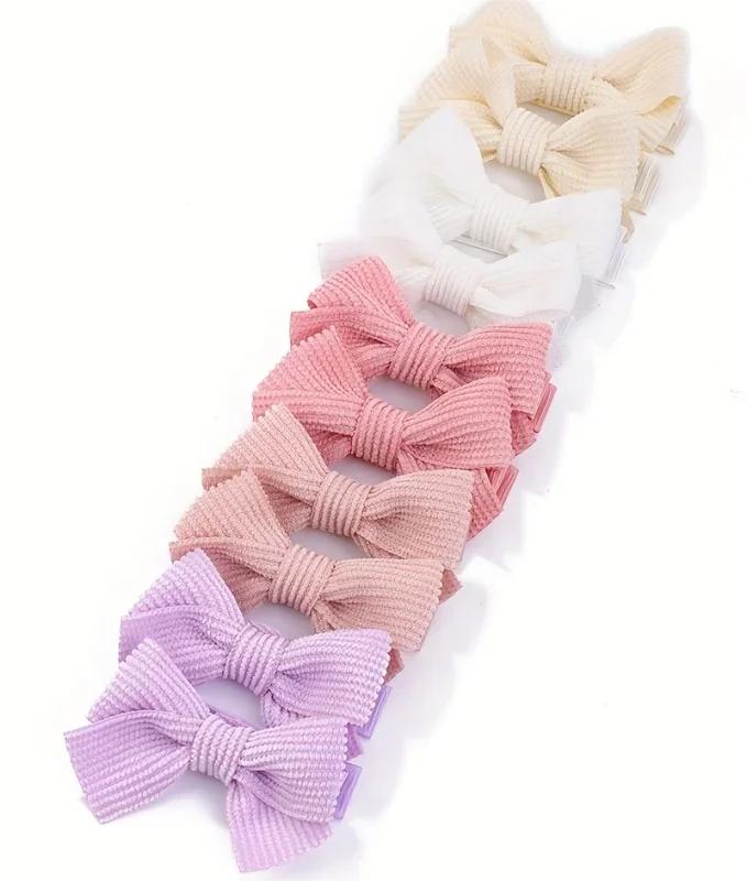 10pcs/set Cute 2'' Solid Ribbon Hair Bows Clip for Women Girls Princess Handmade Mini Bowknot Hairpin Barrette Hair Accessories