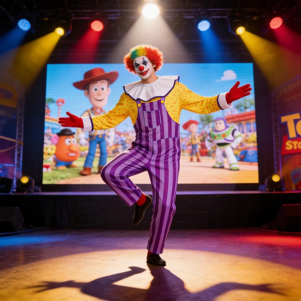 Sad Clown Cosplay Costume With Suspenders For Halloween And Stage Performances