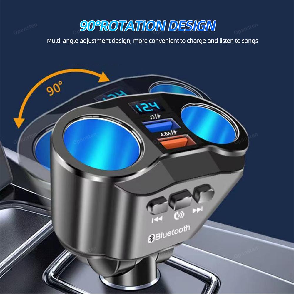 Car Cigarette Lighter Splitter Charger Dual USB QC 3.0 Quick Charge 12V Auto FM Transmitters Bluetooth Hands-free Call Sockets