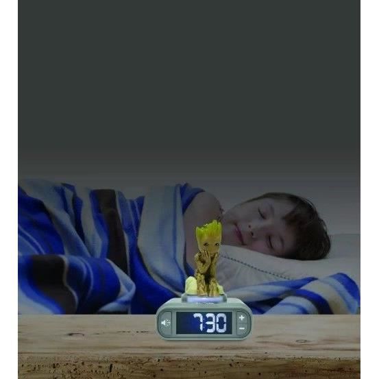 LEXIBOOK - Réveil digital avec veilleuse Groot des Gardiens de la Galaxie - Sons et mélodies, écran LCD