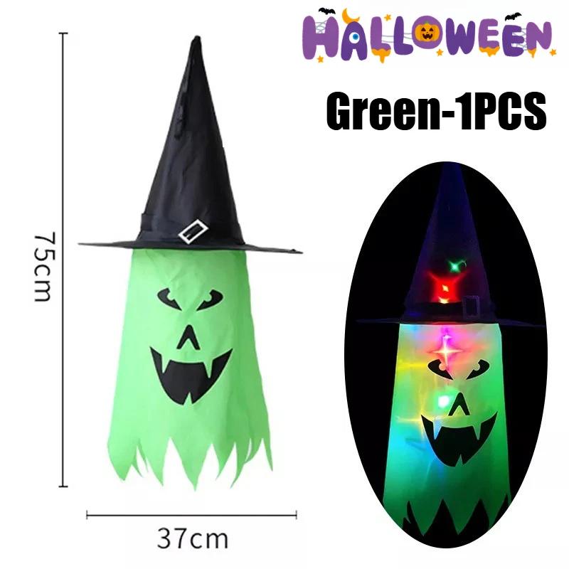 Glowing Outdoor Witch Hat LED Luminous Tree Hanging Ornament Kids Party Decor Halloween Wizard Hat Magic Prop Solution
