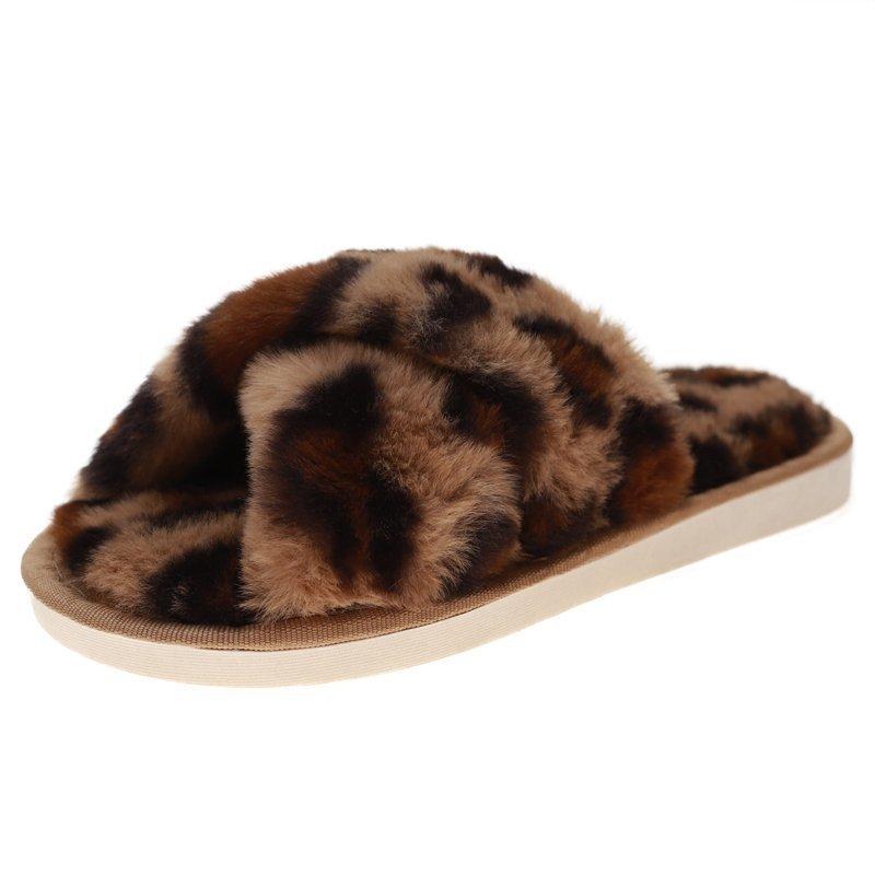 

Внешняя торговля осень и зима леопардовый принт крест родитель-ребенок детские пушистые тапочки домашние напольные плюшевые тай-дай красочные хлопковые тапочки 34-35