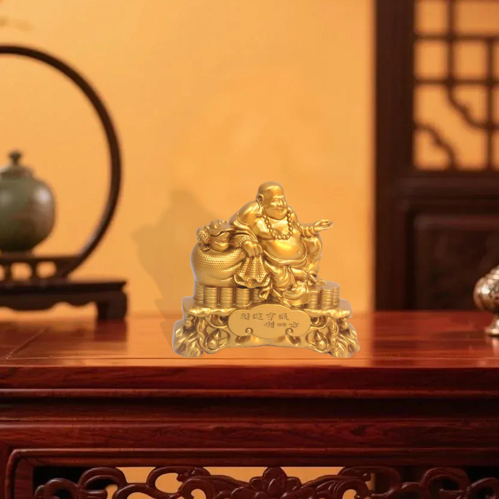 Buddha Statue Desktop Ornament Centerpiece Artwork Aesthetic Maitreya Figurine Sculpture for