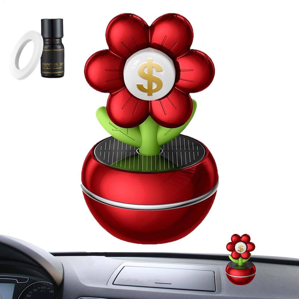 Solar Car Air Freshener Rotatable Fragrance For Dashboard Money Flower Long Lasting Air Freshener Decor For Car Interior Truck