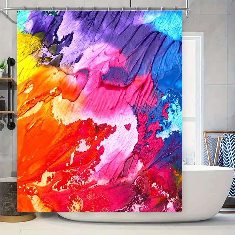 

Vibrant Abstract Watercolor Shower Curtain For Bathroom Decor Customizable Size Options Available In Various Colors W60H190(CM)-1 Pcs