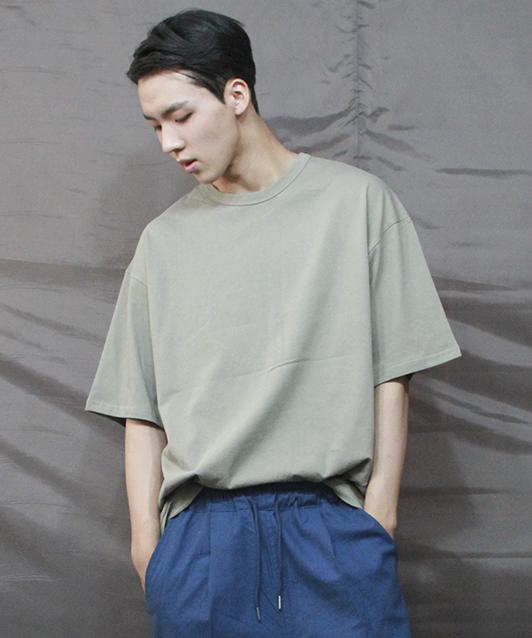 Deumakeu Boxy Fit Plain Short Sleeve T-Shirt Light Khaki