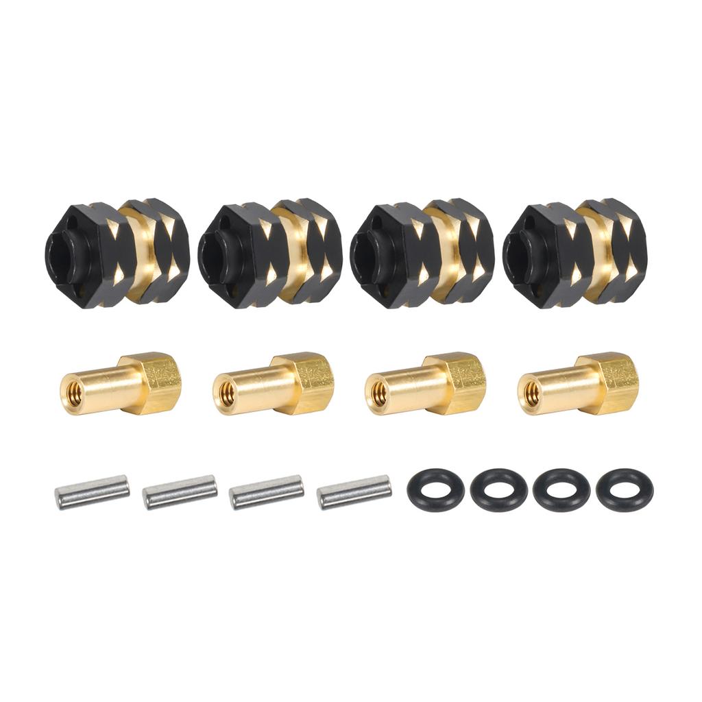 4Pcs Brass Wheels Hex Hub Extenders 7mm with Nuts for 1/24 RC Crawler SCX24 Bronco C10 Gladiator AX24 Upgrade Parts