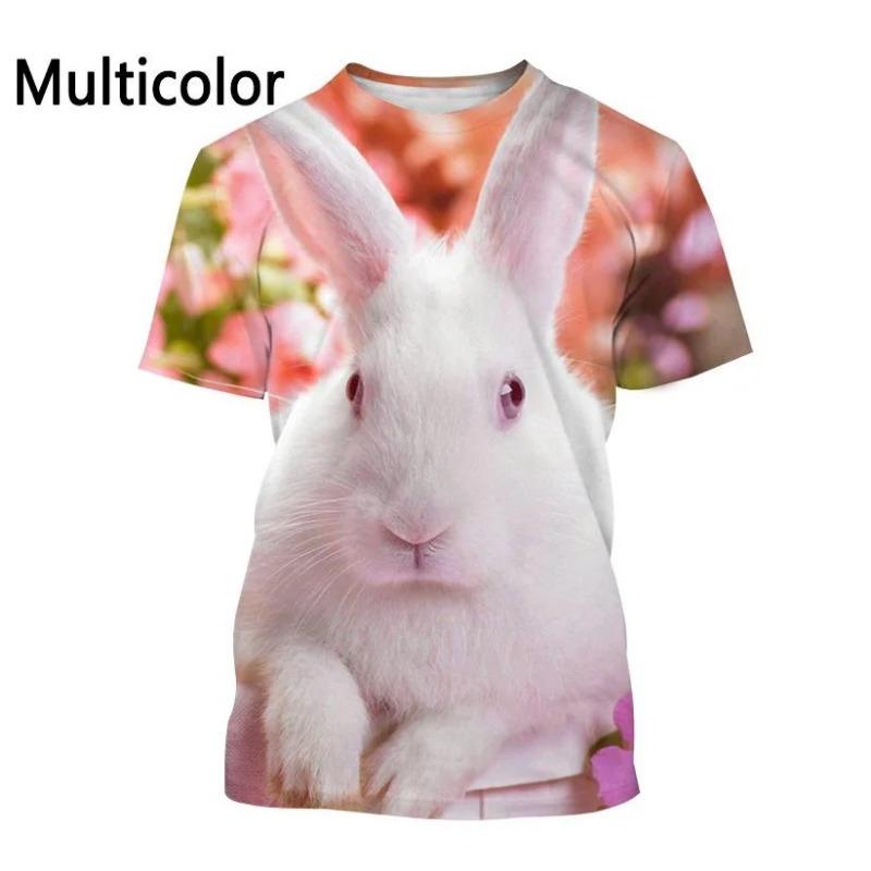 New Fashion Animal Rabbit 3D Printed T-shirt Men's and Women's Summer Casual Short Sleeve Crewneck Shirt Top